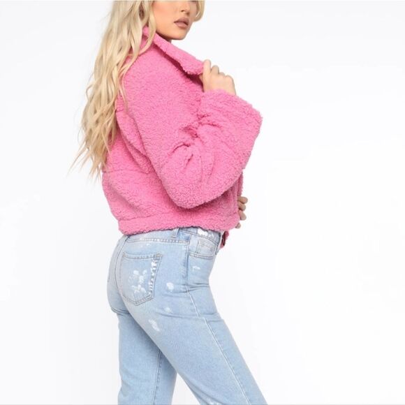 BRAND NEW PINK BY VICTORIA'S SECRET HIGH NECK SHORT SLIM TEDDY JACKET - Picture 1 of 16